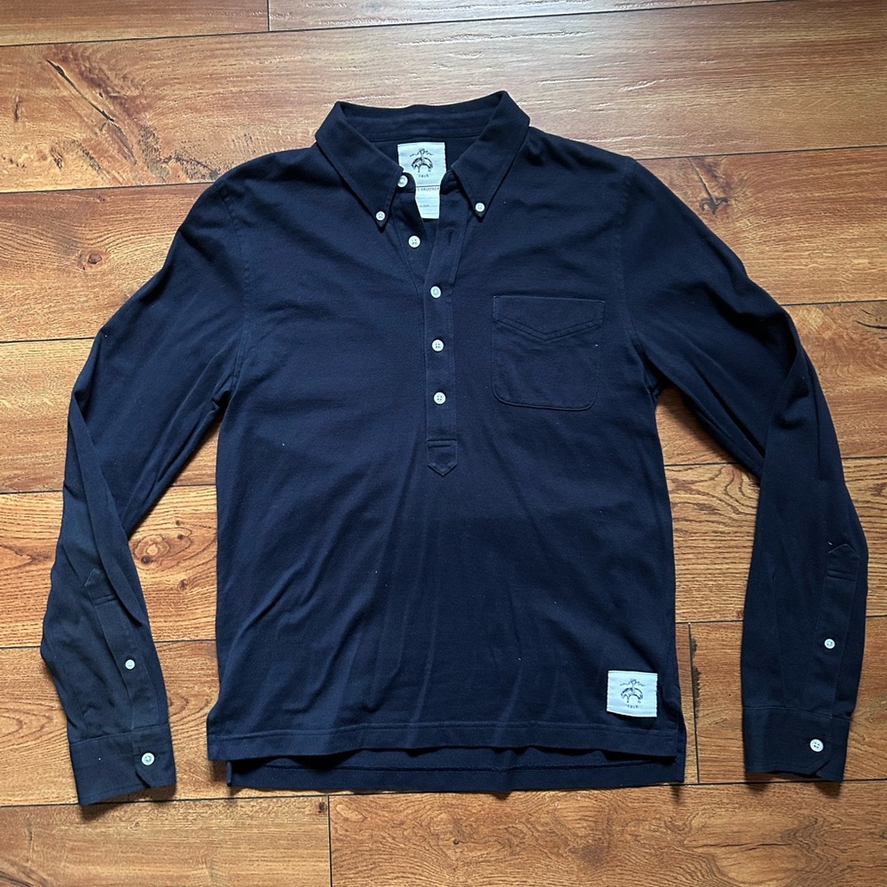Brooks Brothers Black Fleece Navy Long Sleeve Polo Shirt, by Thom Browne